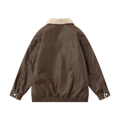 Chaqueta cálida para hombre – inspirada en motos, holgada, de cuero PU, para otoño e invierno, ropa urbana