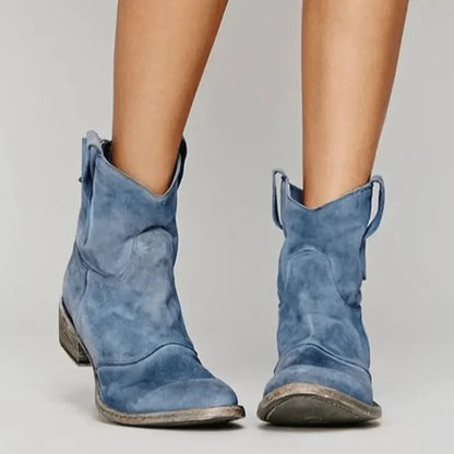 Soft Women's Ankle Boots - Western Curve, Suede, Casual