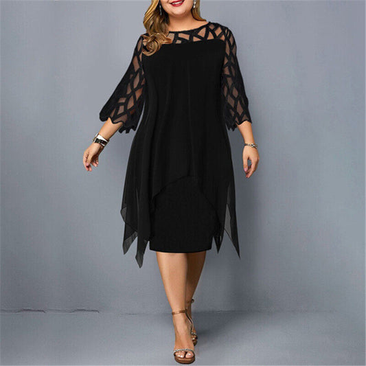Elegant Oversized Long Sleeve Midi Dress with Unique Sleeve Design for Women, Versatile Style for Casual and Formal Occasions-1