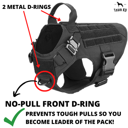 Taktisk hundesele system alt-i-en træningspakke sele uden træk MOLLE lommer rejse vandskål ferie 2025