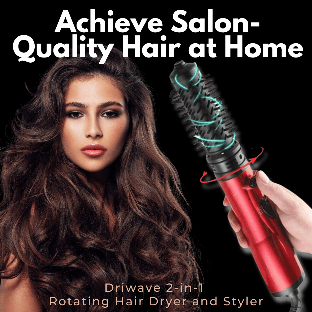 3-in-1 Rotating Hair Dryer and Styler with Adjustable Temperature for Effortless Curls and Waves