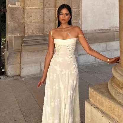 Long Floral Jacquard Bustier Dress for Women - Elegant Wedding Guest Dress and Formal Cocktail Dress-4