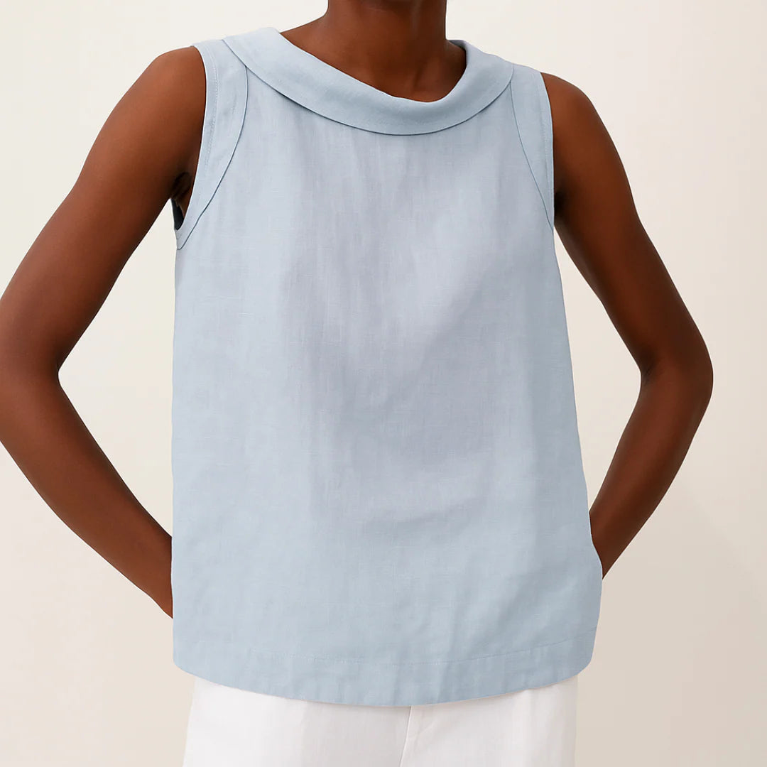 Lightweight women's tank top - round-neck pullover, cotton blend, casual summer wear