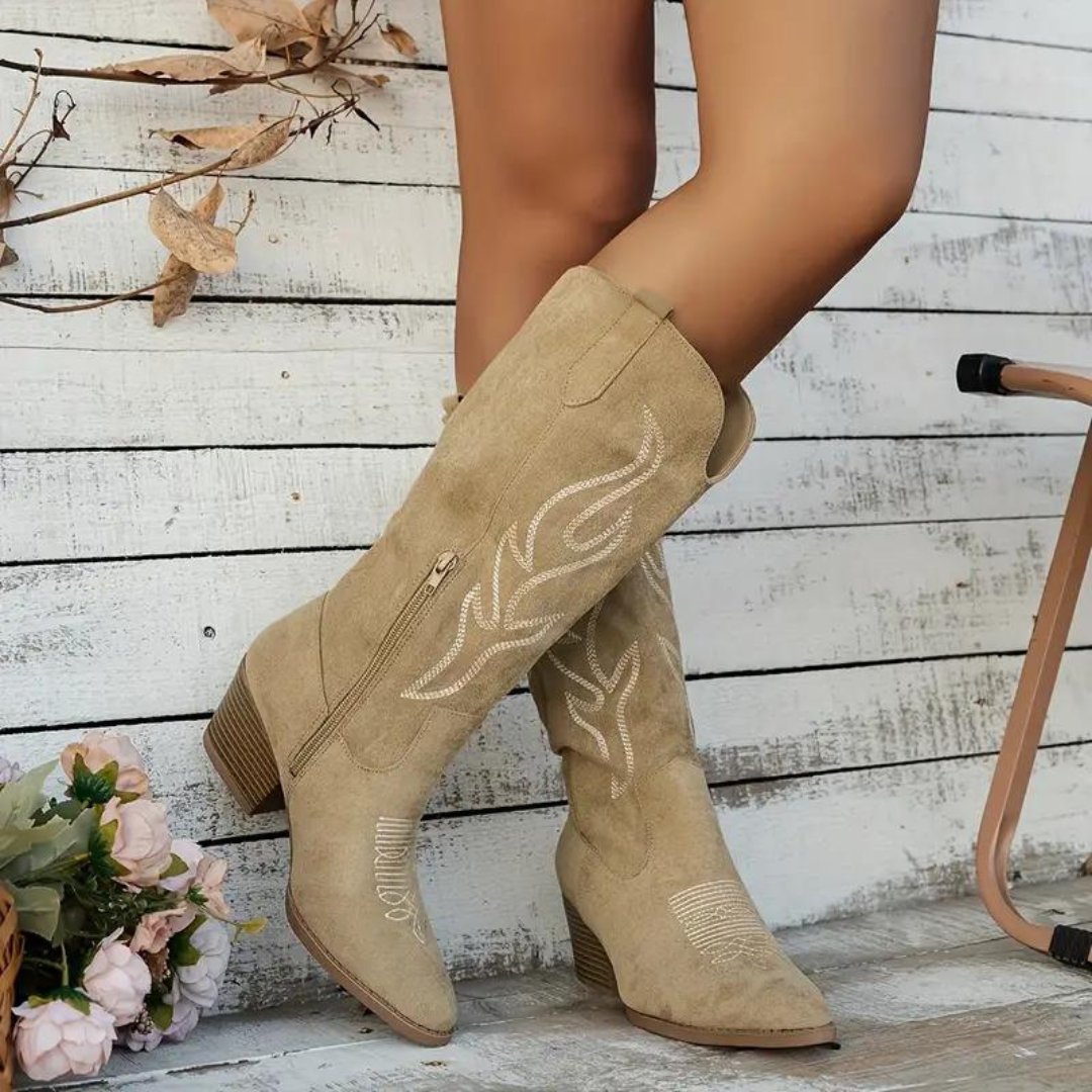 Soft Classic Womens Cowboy Boots - Knee-High Suede Casual