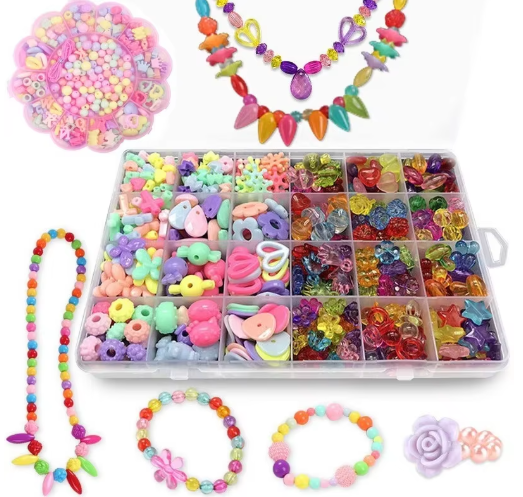 Kit per creare gioielli artigianali con perline fai-da-te per ragazze - Set di perline creative per bracciali, anelli e collane