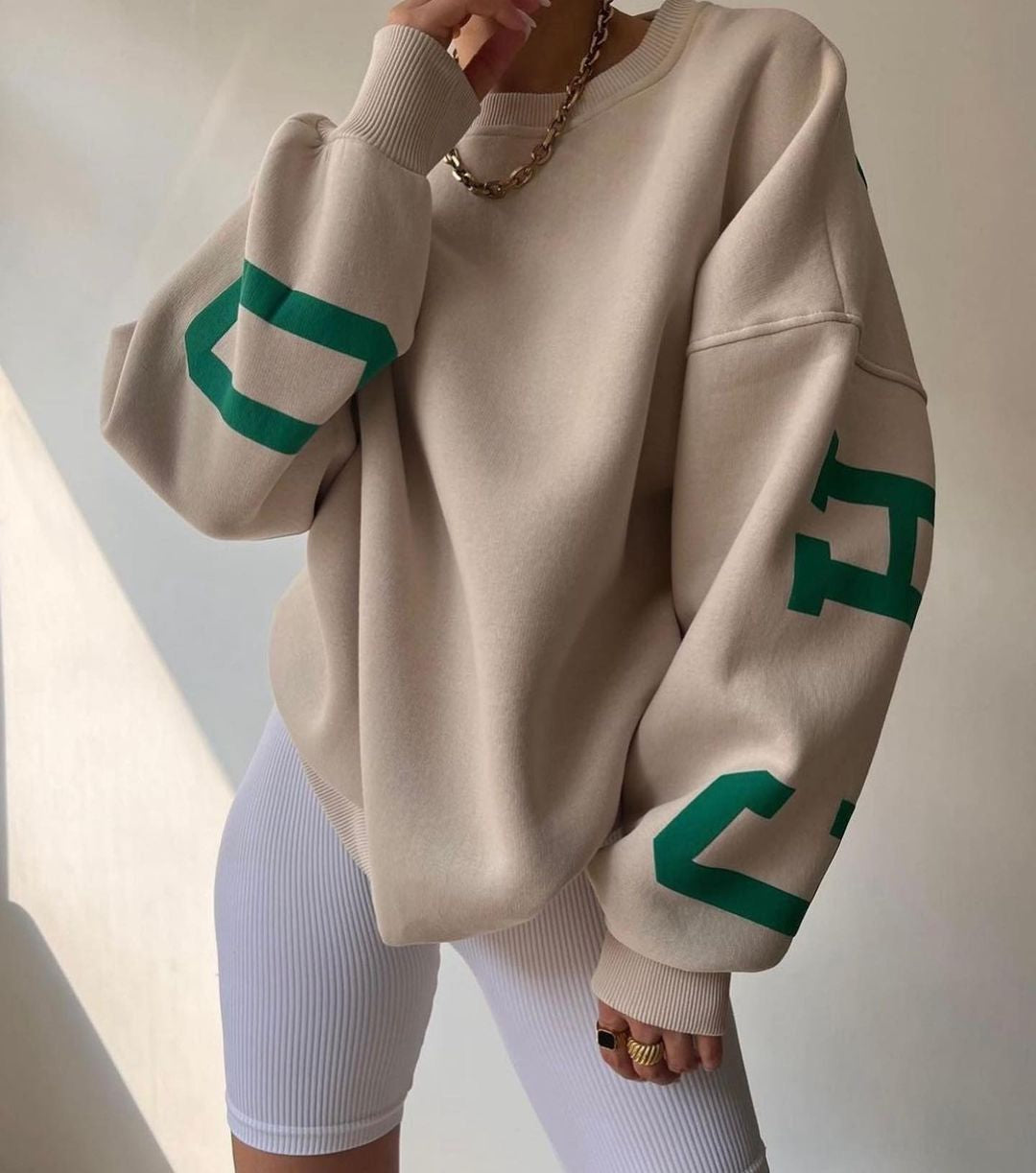 Oversized dame-sweatshirt - sænket skulder, bomuldsblanding