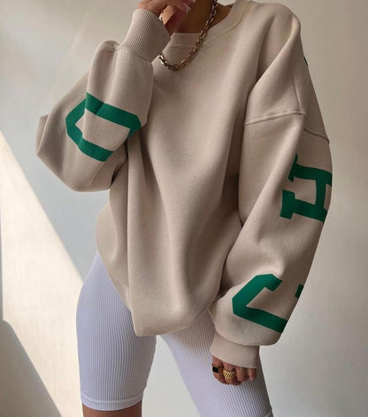 Oversized dame-sweatshirt - sænket skulder, bomuldsblanding