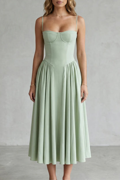 Lightweight Women's Dress - bustier bodice, A-line skirt, polyester, for spring events