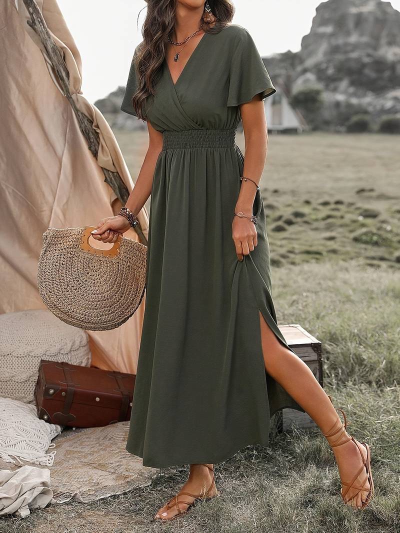Variant image for Elegant Women's Long Dress with Wide Sleeves and Stylish Neckline, Perfect for Formal Occasions and Casual Wear-1