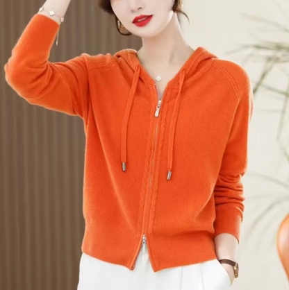 Lightweight Women's Zip Hoodie - Relaxed Knit For Spring