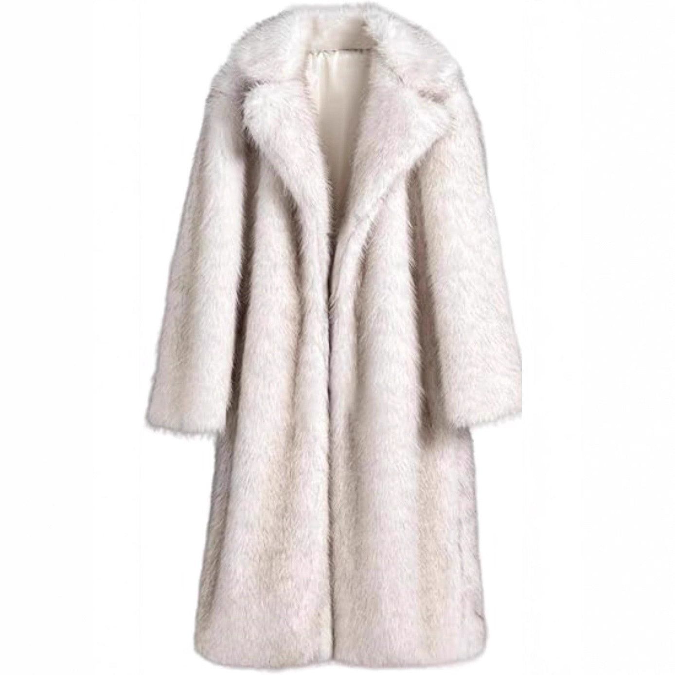 Warm Cozy Women's Long Coat - Notched Lapel, Faux Fur