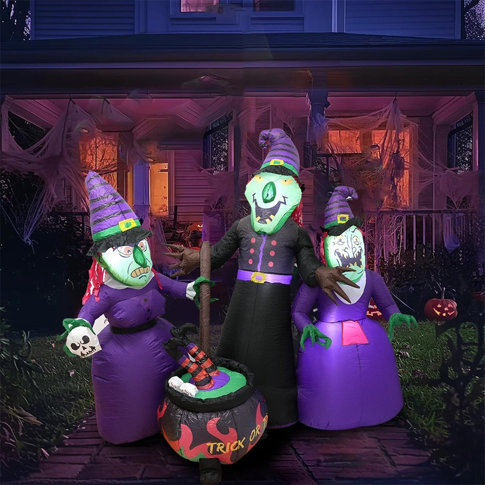 Witch Inflatable Luminous Halloween Yard Decor Outdoor