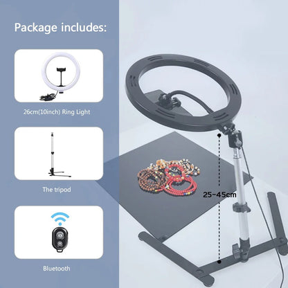 Ringlicht-Stativ mit Handyhalter für YouTube und TikTok Schulanfang Studio-Set USB-betrieben 3 Lichtmodi