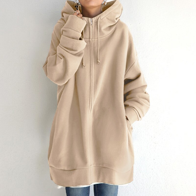 Warm Women Longline Hoodie - Oversized Fleece Layering