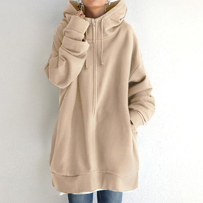Warm Women Longline Hoodie - Oversized Fleece Layering