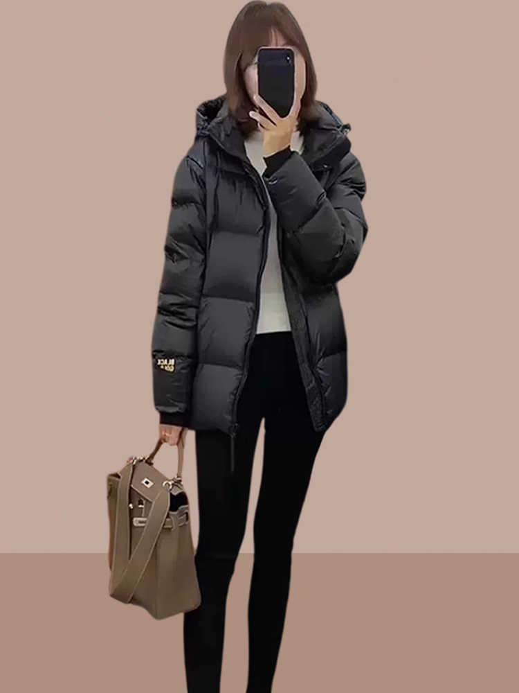 Warm Women's Puffer Coat - Cropped Cotton Padded Winter