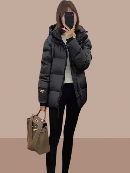 Warm Women's Puffer Coat - Cropped Cotton Padded Winter