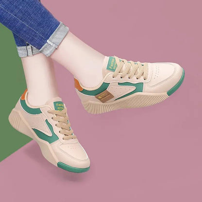 Soft durable women's sneakers - low-cut, genuine leather upper, for running daily workouts
