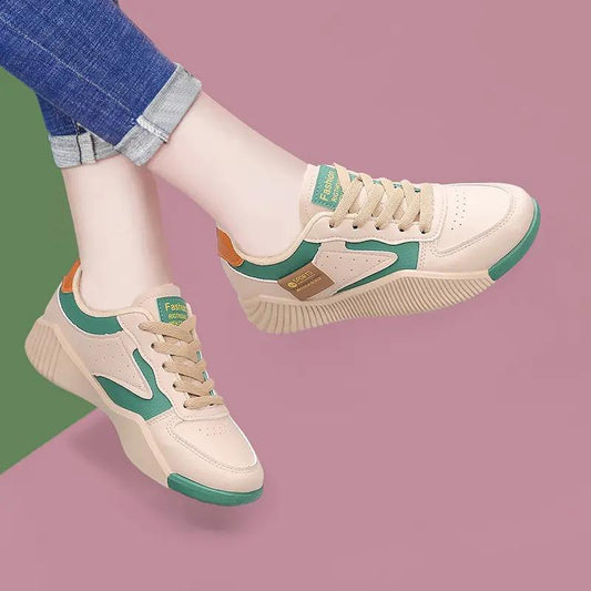Bløde holdbare damesneakers - lavt snit, ægte læderoverdel, til løb og daglige træninger