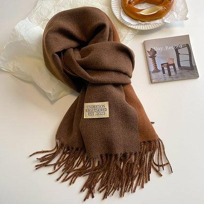 Warm Women Scarf - Reversible Fringed Cashmere Winter