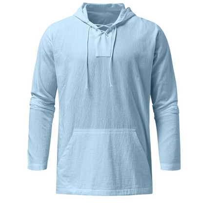 Lightweight Casual Mens Pullover - Laceup V Neck, Linen