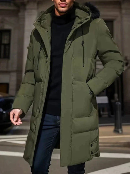 Waterproof Cozy Men's Parka Jacket - Long Quilted, For Cold