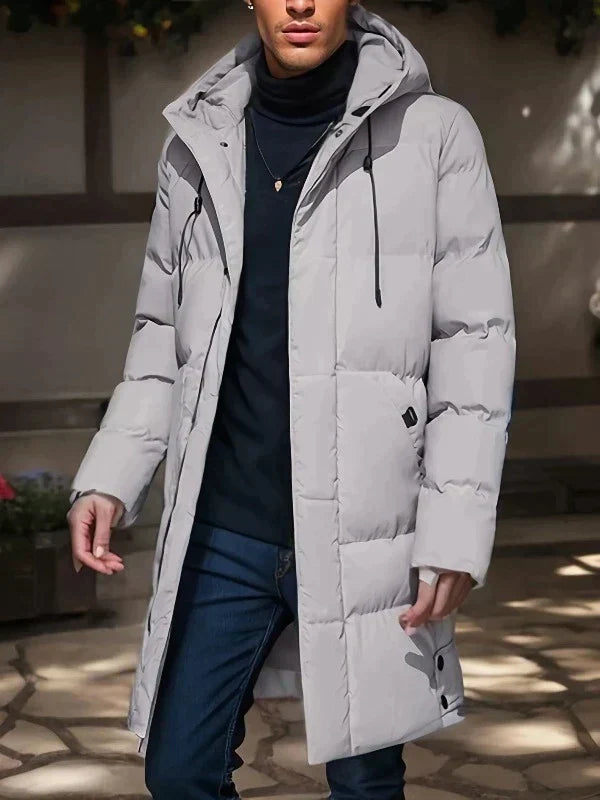 Waterproof Cozy Men's Parka Jacket - Long Quilted, For Cold