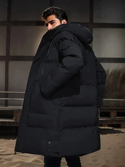 Waterproof Cozy Men's Parka Jacket - Long Quilted, For Cold