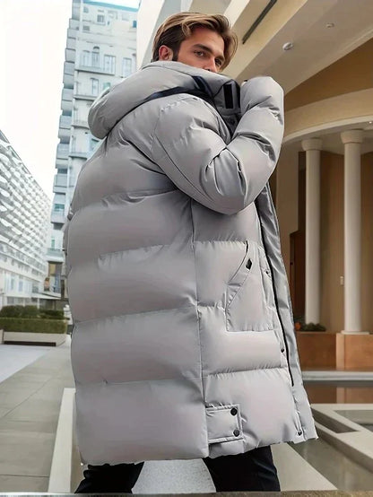 Waterproof Cozy Men's Parka Jacket - Long Quilted, For Cold