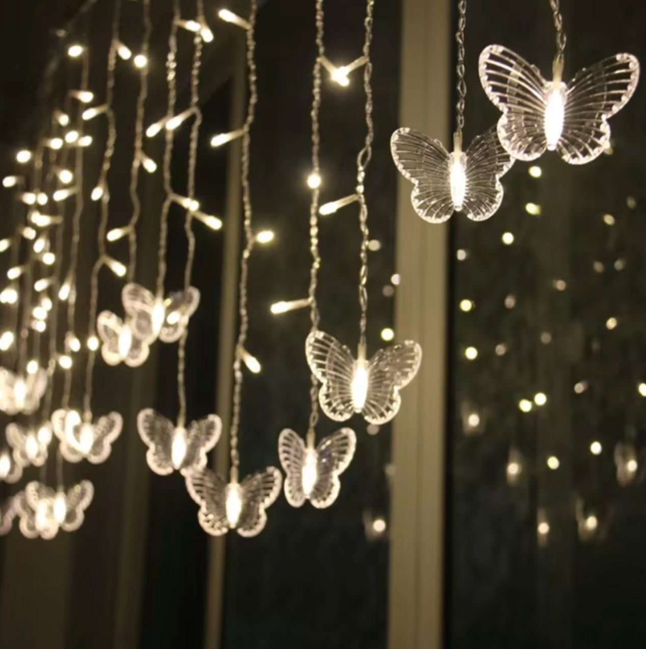 3.5m LED Butterfly Fairy Curtain Lights - Waterproof Christmas String Lights for Home Decor, Wedding & Holiday Parties, 110V/220V