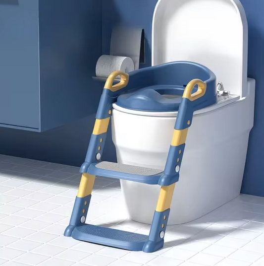 Adjustable Folding Toilet Ladder for Kids - Step Stool, Soft Cushions, Fits Standard Toilets