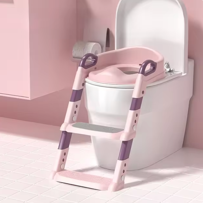 Adjustable Folding Toilet Ladder for Kids - Step Stool, Soft Cushions, Fits Standard Toilets