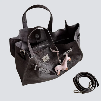 Zachte & Gestructureerde Dames Crossbody Tas - Top-Handle Silhouet, Korrelige Koeienhuid Leer, Voor Dagelijks Stedelijk Gebruik