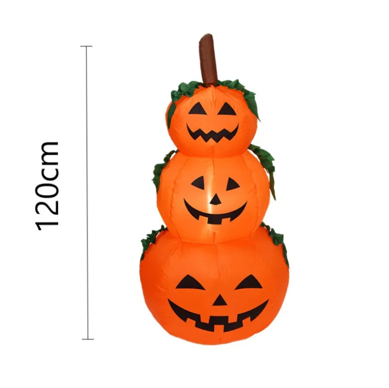 3.94ft Halloween Inflatable Pumpkin Stack with LED Rotating Lights – Outdoor Yard Decoration