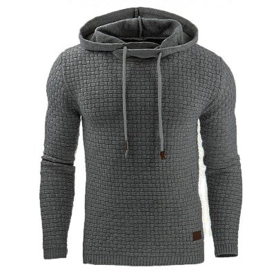 Warm Cozy Men’s Hooded Pullover - Textured Knit, Casual