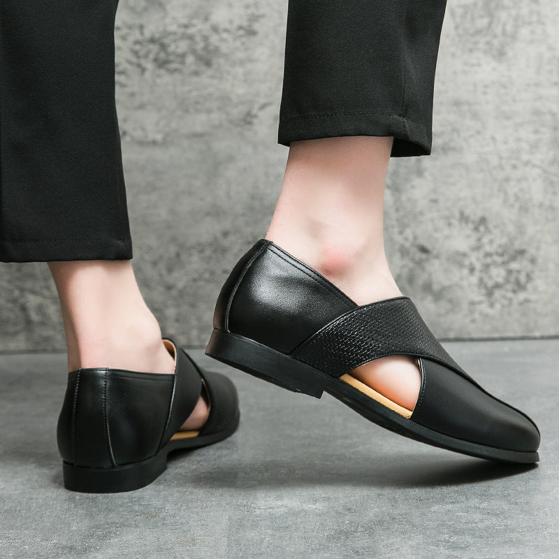 Atmungsaktive Herren-Slipper – gewebtes PU-Obermaterial, lässiges Sommerschuhwerk für den täglichen Weg zur Arbeit