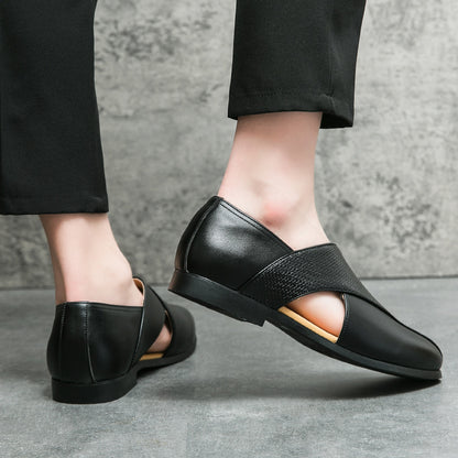Atmungsaktive Herren-Slipper – gewebtes PU-Obermaterial, lässiges Sommerschuhwerk für den täglichen Weg zur Arbeit