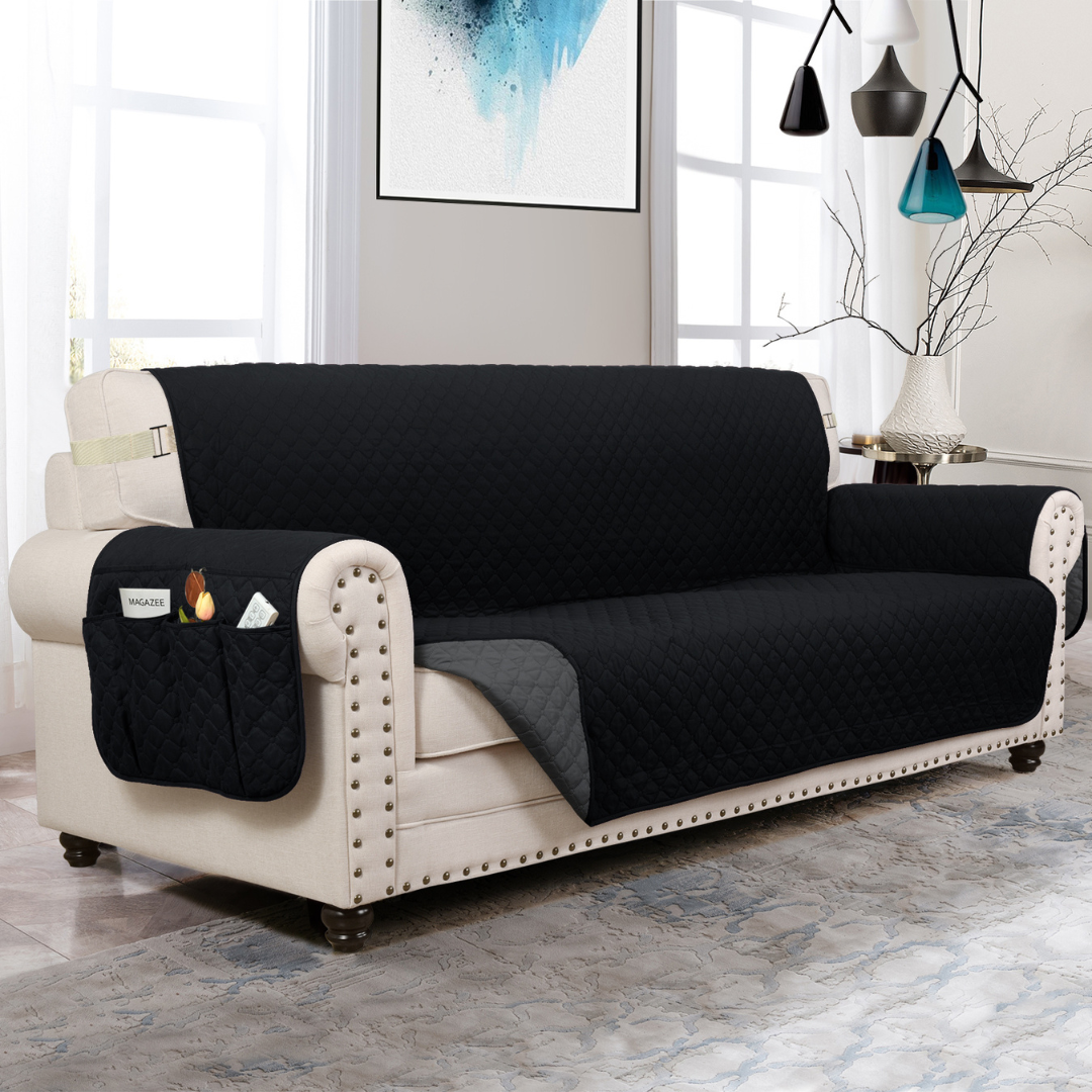 Copertura per divano Protettore per mobili con tasche laterali e cinghie posteriori Colori reversibili Autunno 2025 Amico degli animali domestici