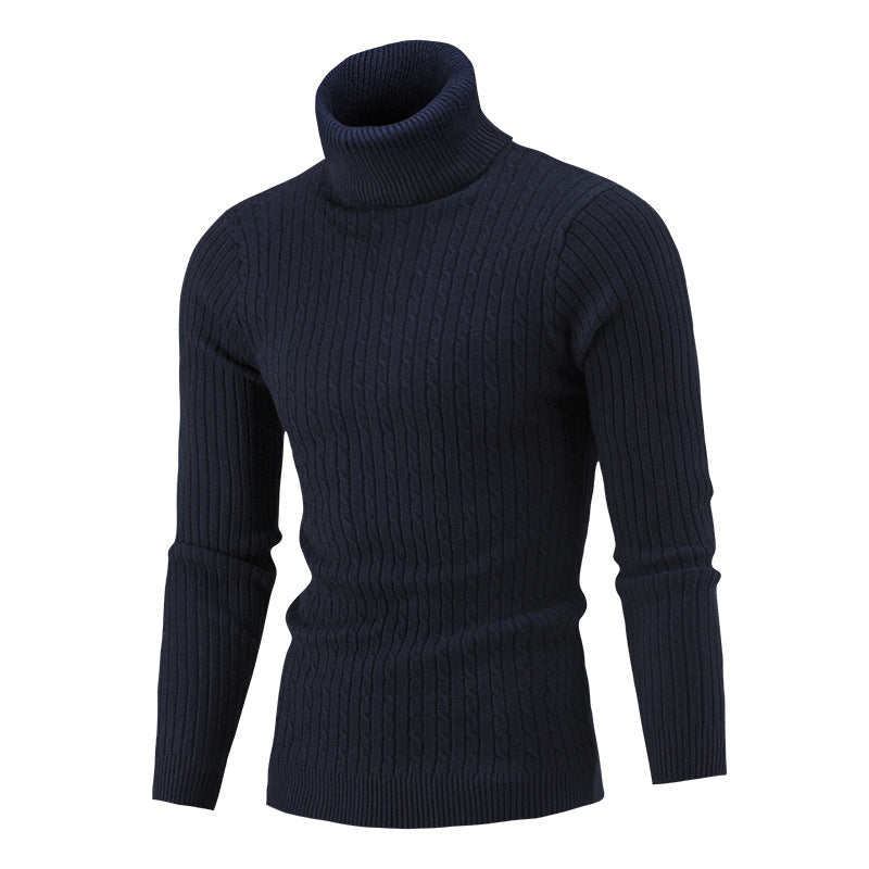 Eng anliegender Herren-Rollkragenpullover – Slim Fit, Zopfmuster, Winter