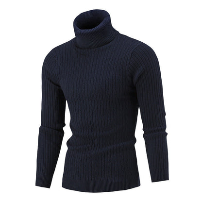 Eng anliegender Herren-Rollkragenpullover – Slim Fit, Zopfmuster, Winter