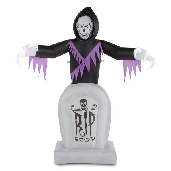 Grim Reaper oppustelig med LED gravsten Halloween dekoration