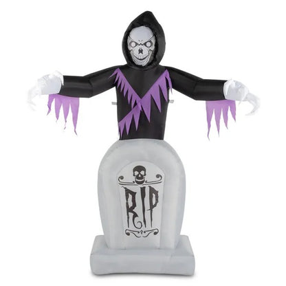 Grim Reaper oppustelig med LED gravsten Halloween dekoration
