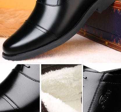 Warm Cozy Mens Ankle Boots - Cap Toe, PU Leather, Winter