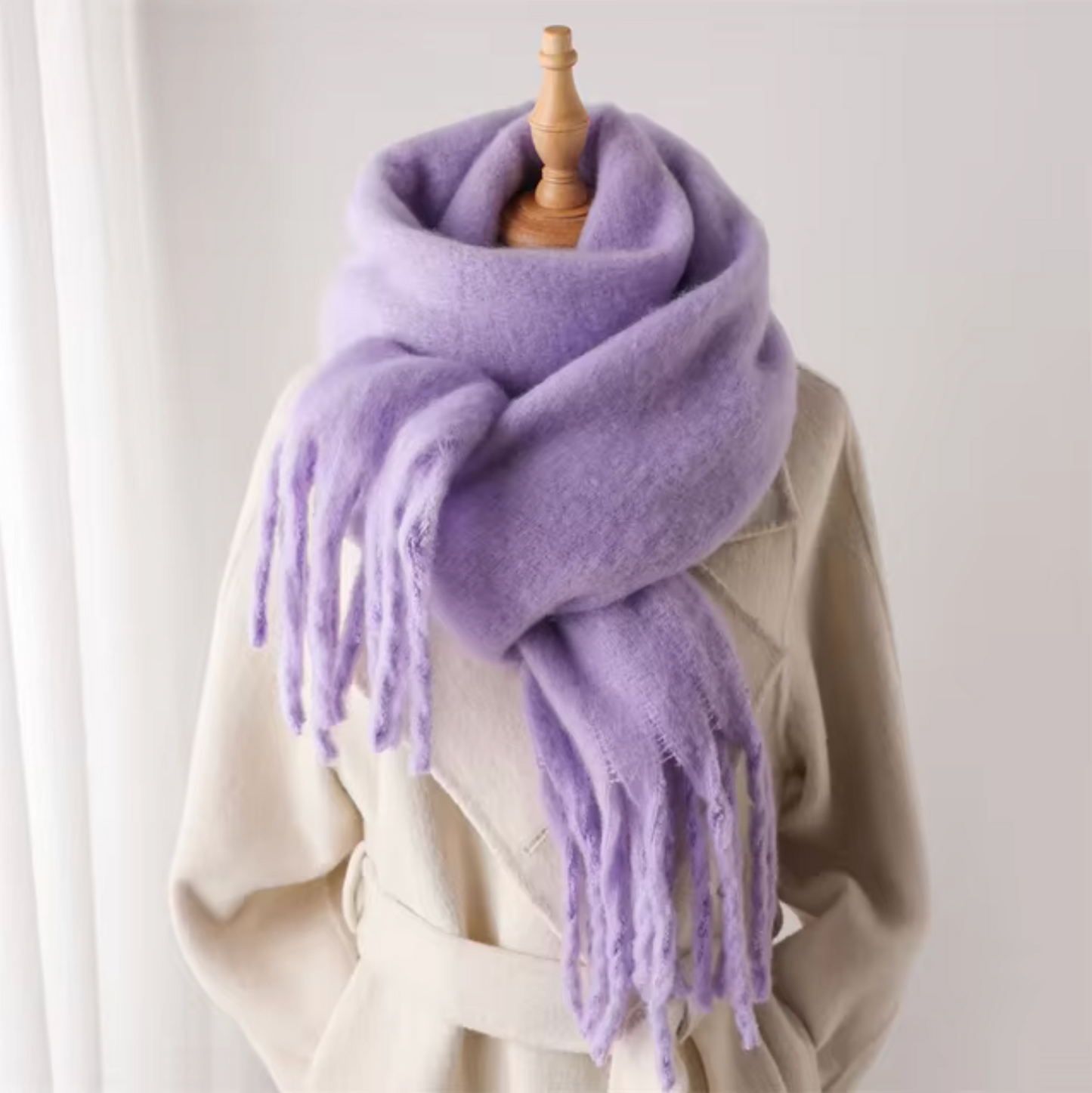 Warm Cozy Womens Winter Scarf - Blanket Fringe Plush