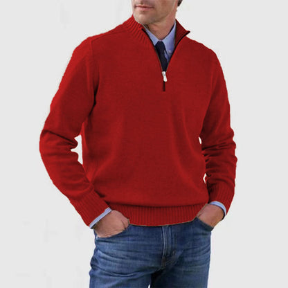 Blød herresweater med ståkrave - slim fit, akryl