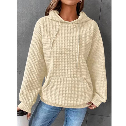 Soft Cozy Women’s Hoodie Sweater - Waffle Knit Layering