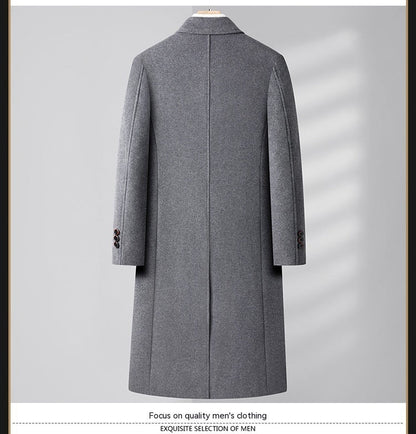 Warm Structured Overknee Wool Coat - Double Breasted, Winter