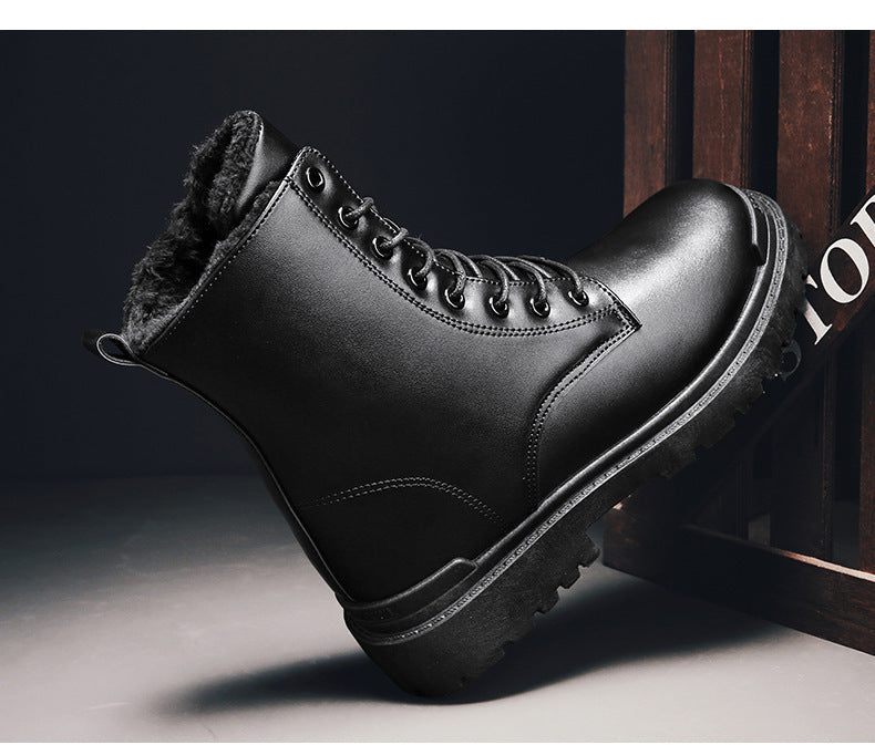 Insulating Mens Martin Boots - Lace-Up, PU, For Winter
