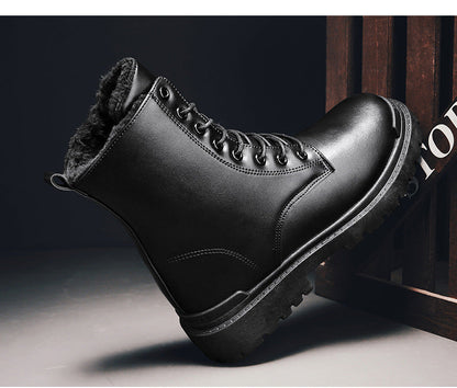 Insulating Mens Martin Boots - Lace-Up, PU, For Winter