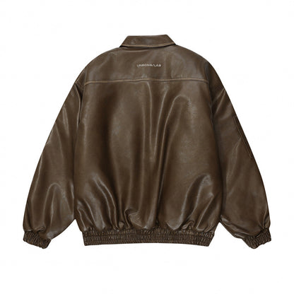 Chaqueta de motociclista desgastada y resistente para hombre - Cuero PU desgastado, uso diario casual